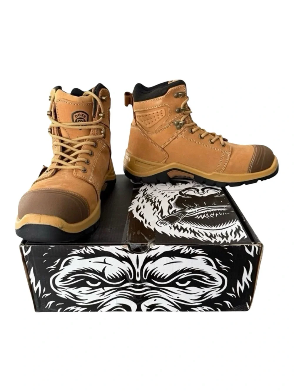 OUXX Men's 10 Wide Steel Toe Work Boots Tan Leather ASTM F2413-18 NEW